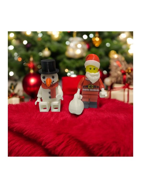 Yapı Oyuncak Tarzı  Noel Baba ve Kardan Adam Figürü 10cm