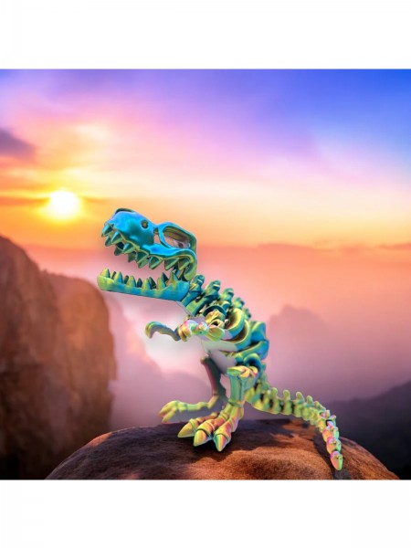 Trex Dinazor Oyuncakları 3D Yeşil İskelet Model 20cm
